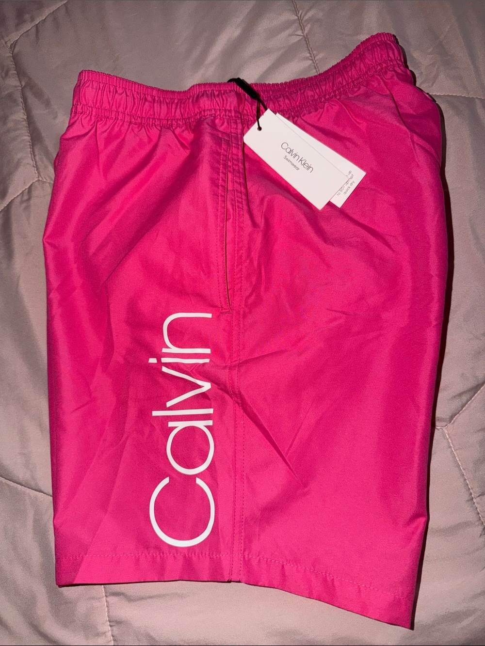 Calvin Klein Pink Logo Swim Shorts